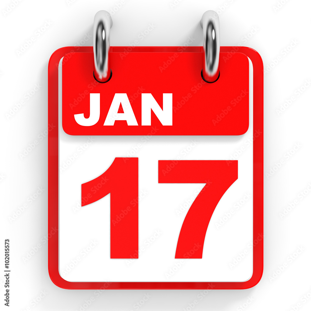Calendar on white background. 17 January. Calendar on white background. 17 January.