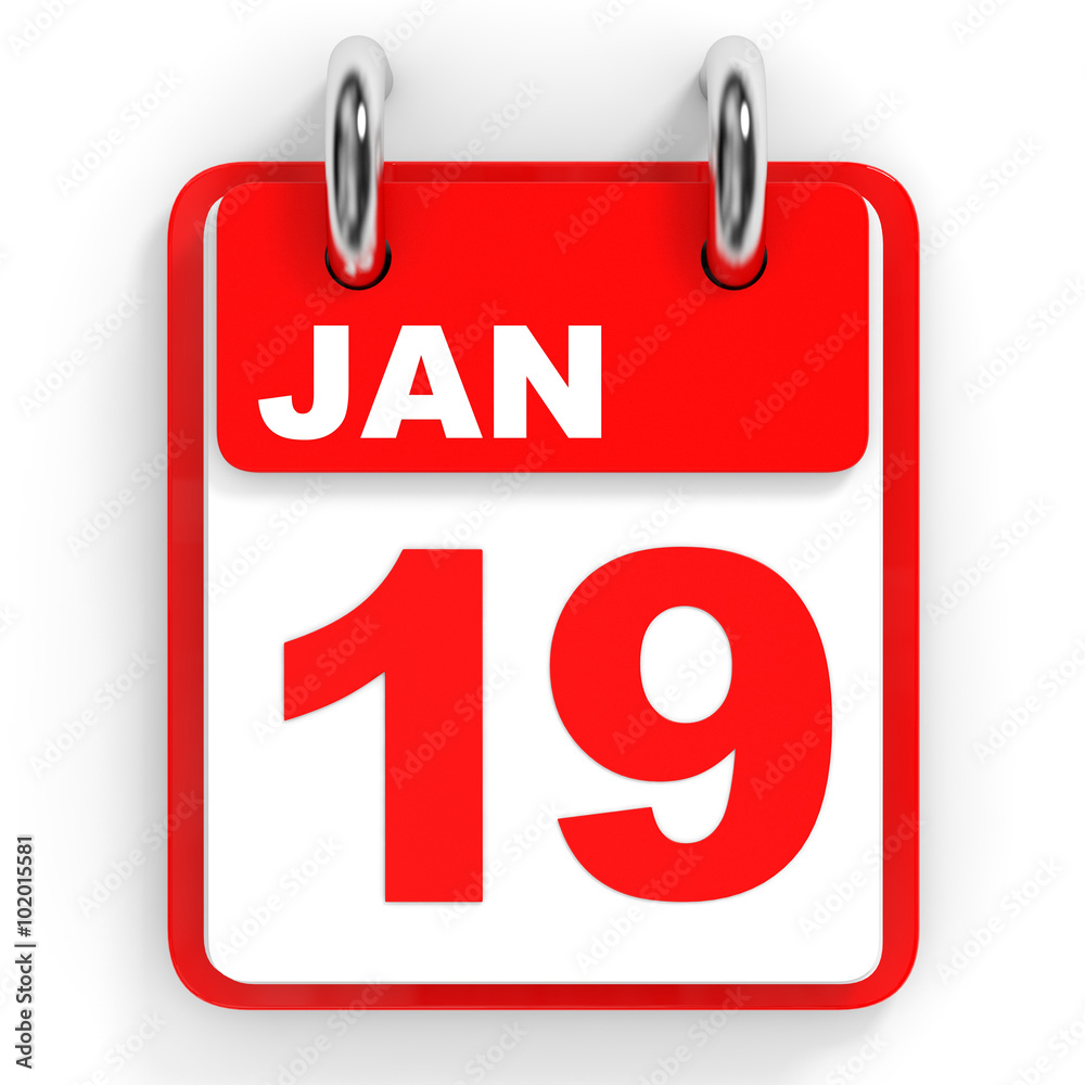 Calendar on white background. 19 January. Calendar on white background. 19 January.
