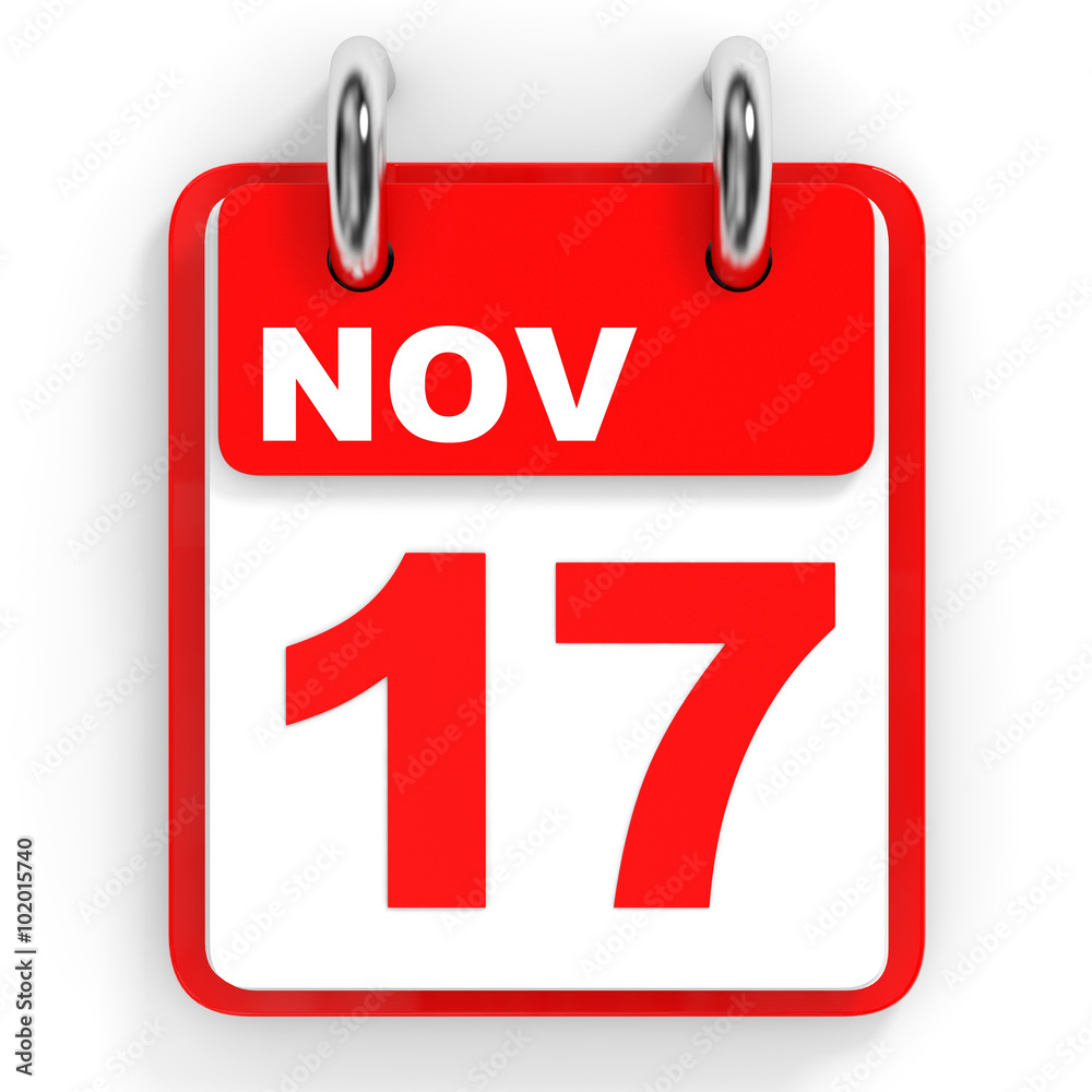 Calendar on white background. 17 November. Calendar on white background. 17 November.