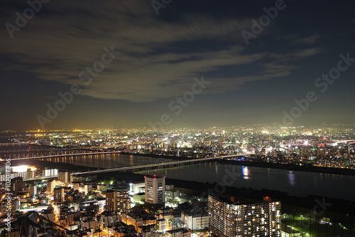 Osaka sky and cityscape night view from Umeda Sky Building