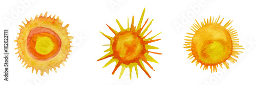 Sun watercolor icons set