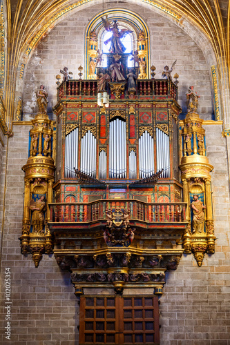 Pipe organ of Plasencia Cathedral. Plasencia is a walled market city in the province of Caceres  Spain