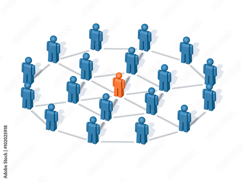 Netzwerk, Vernetzung, Social Media, Freundeskreis / 3D Illustration