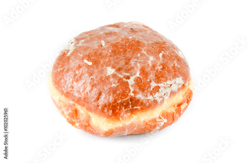 Tasty donut bun isolated on white background