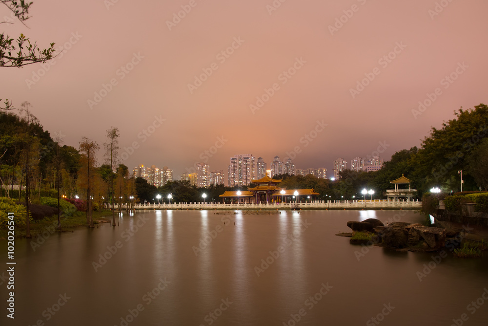 Night cityscape in the Chinese city Shenzhen
