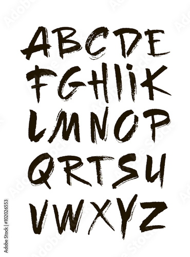 Hand drawn alphabet in retro style. ABC for your design. Letters of the alphabet written with a brush. 