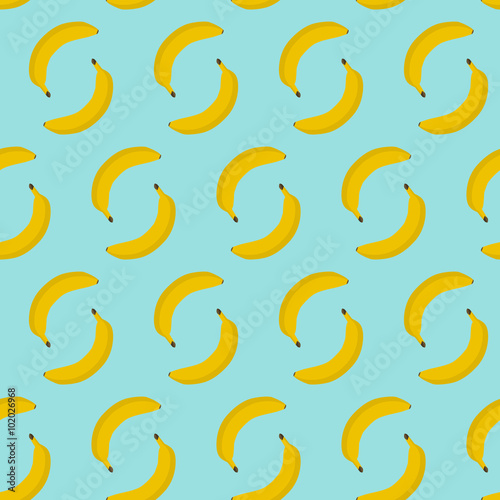 Colorful seamless pattern of bananas. Vector illustration of summer fruits. Eco food illustration.