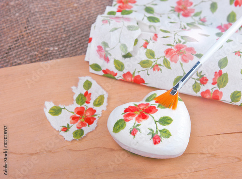 Decorated valentines in decoupage technique