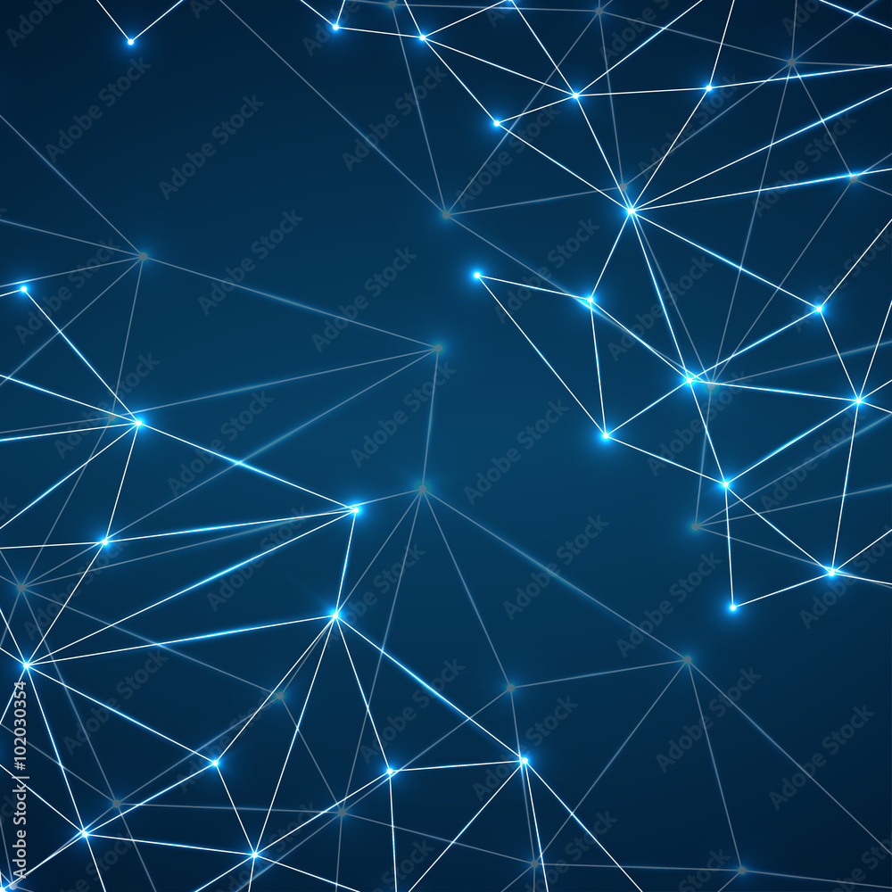 Fotografie Abstract geometric background with connecting dots and lines