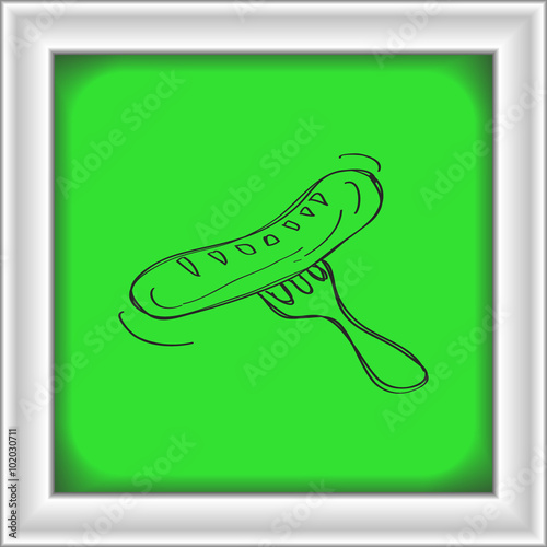 Simple doodle of a sausage on a fork