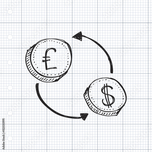 Simple doodle of a money transfer