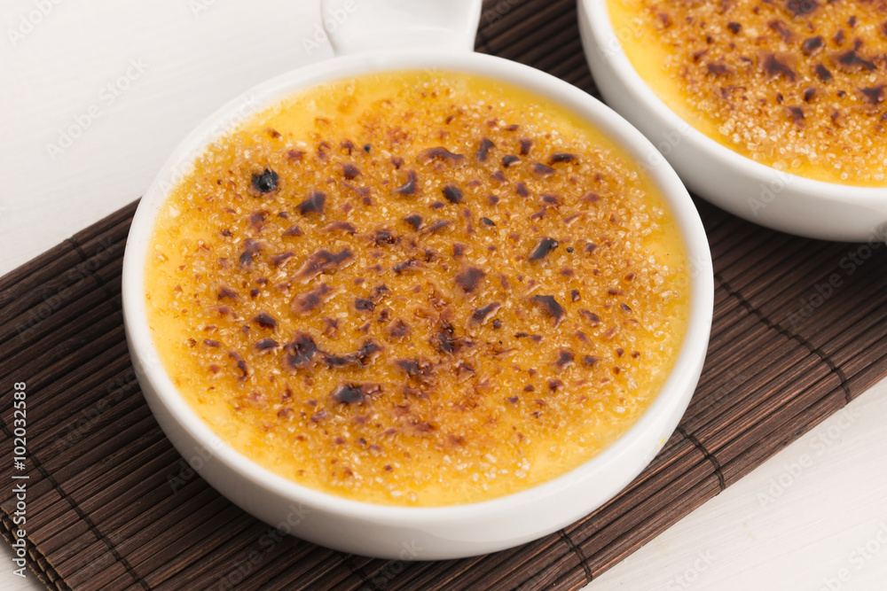 Creme brulee.French vanilla cream dessert with caramelised sugar Creme brulee.French vanilla cream dessert with caramelised sugar