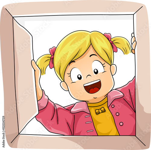 Kid Girl Opening Box