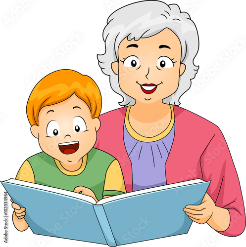 Grandma Reading to Her Grandson