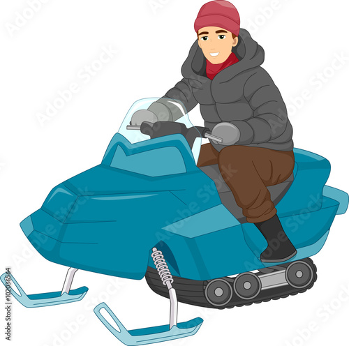 Man Snow Mobile