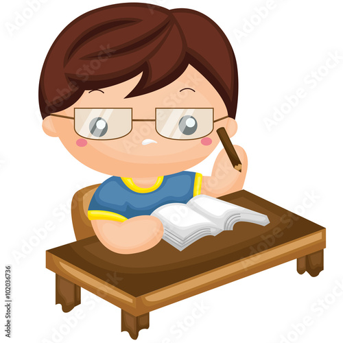 Boy study hard