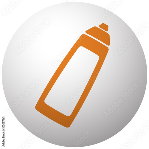 Orange Baby Bottle icon on sphere isolated on white background