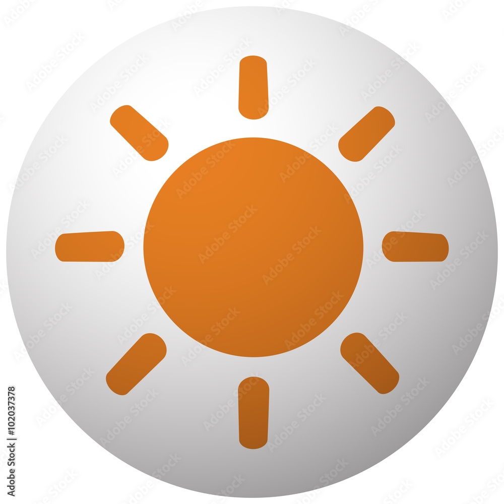 Orange Sun icon on sphere isolated on white background Orange Sun icon on sphere isolated on white background