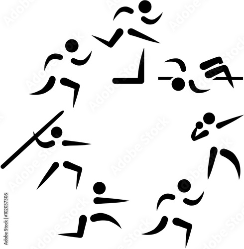 Heptathlete icons in a circle