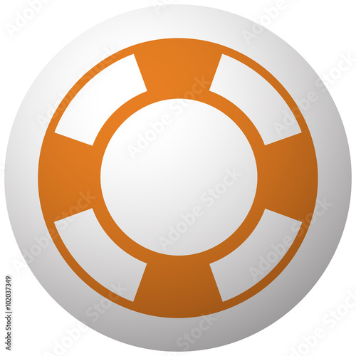 Orange Life Buoy icon on sphere isolated on white background