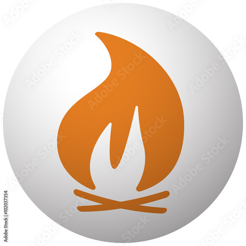 Orange Bonfire icon on sphere isolated on white background