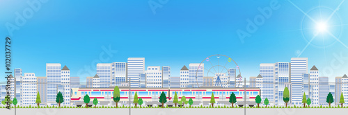 電車　街並み　風景　背景
