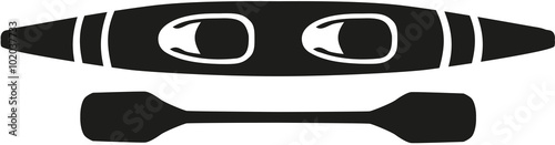 Kayak with double-bladed paddle