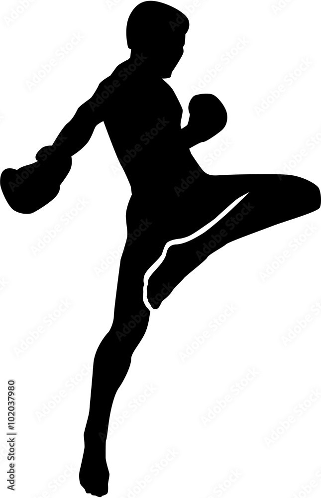 Muay Thai fighter silhouette
