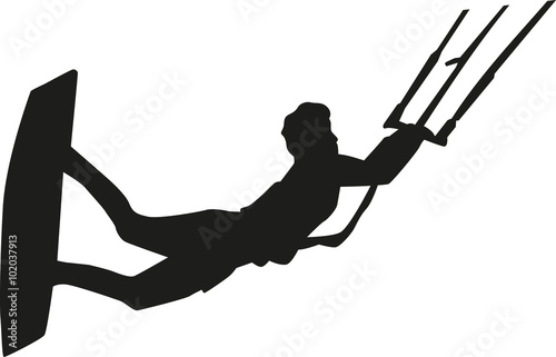 Kitesurfer flying silhouette