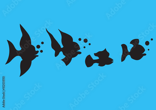 Illustration of tropical small fishes for chidren book