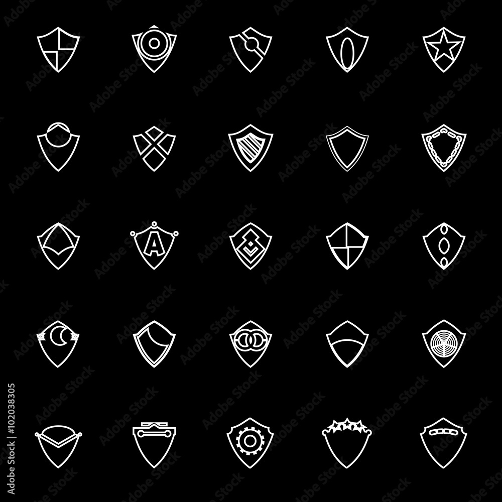 Design shield line icons on black background Design shield line icons on black background
