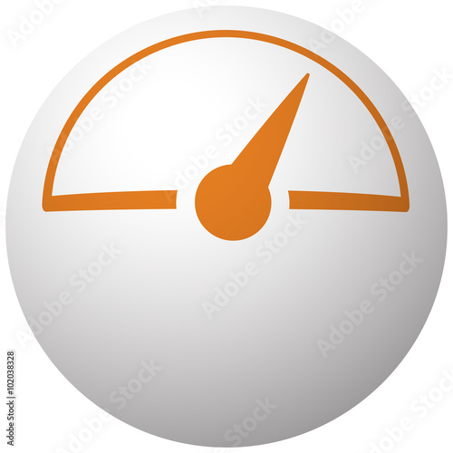 Orange Speed Meter icon on sphere isolated on white background