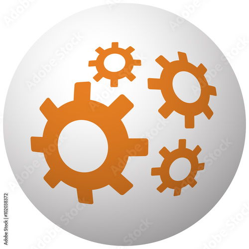 Orange Process icon on sphere isolated on white background
