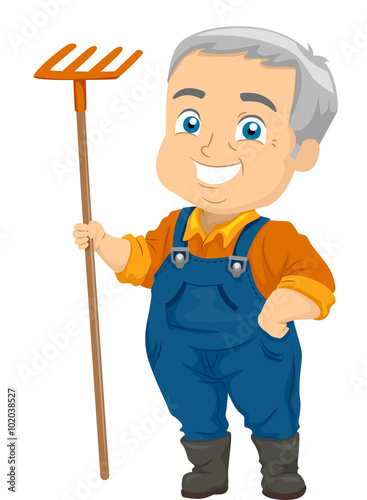 Senior Man Gardening Rake