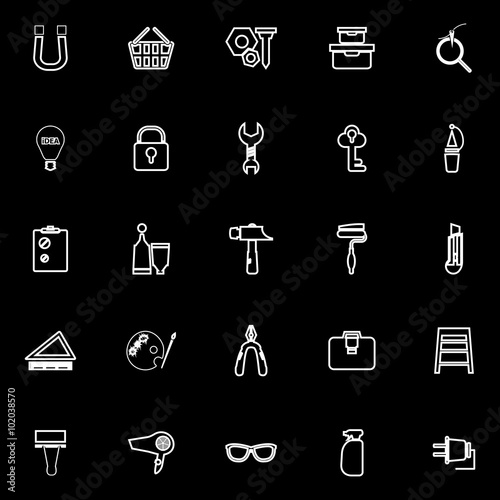 DIY line icons on black background