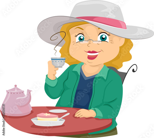Senior Woman Outdoor Tea