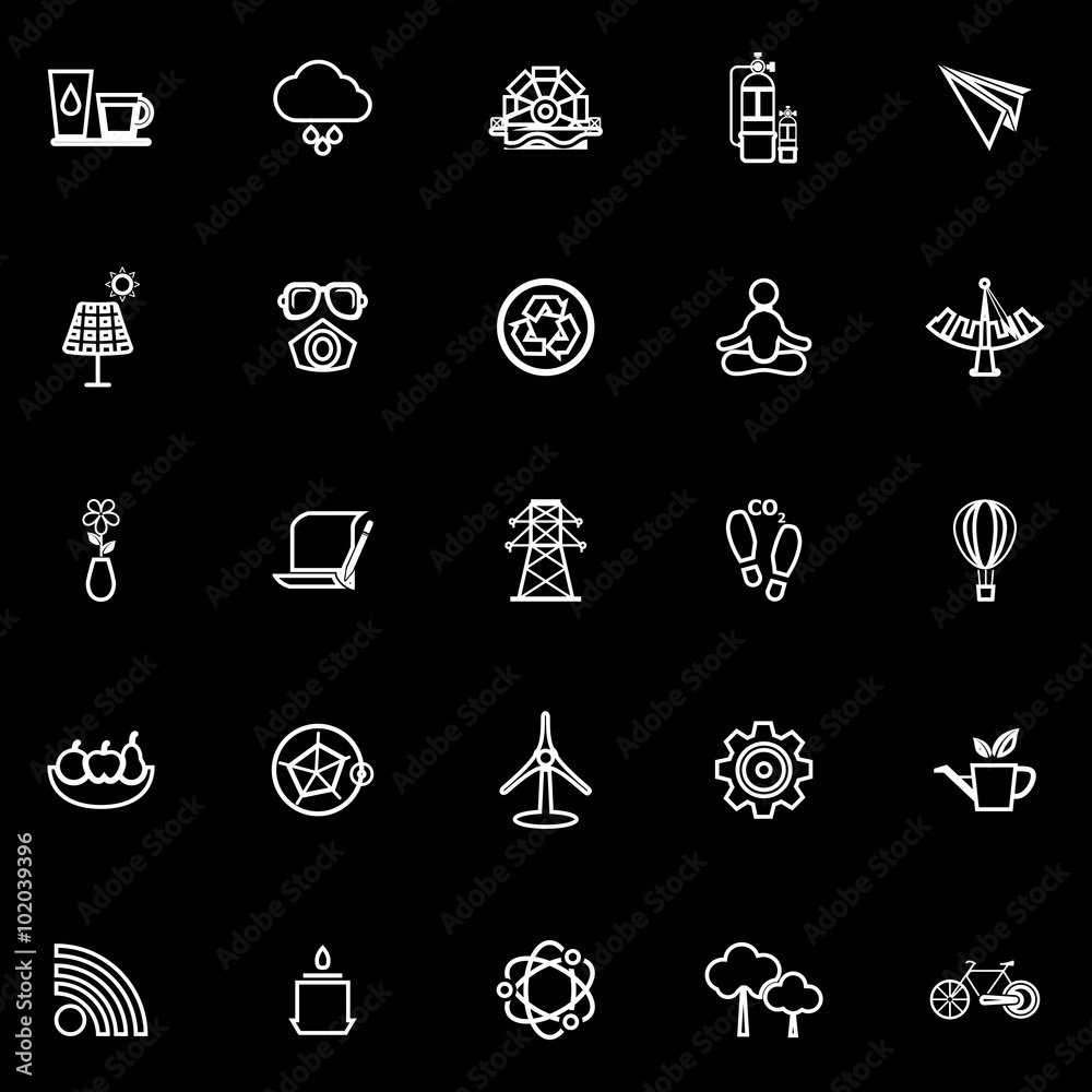 Clean concept line icons on black background
