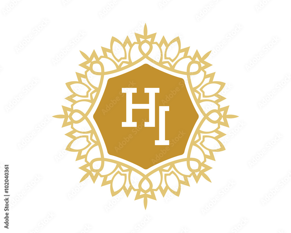 Fototapeta premium HI initial royal letter logo