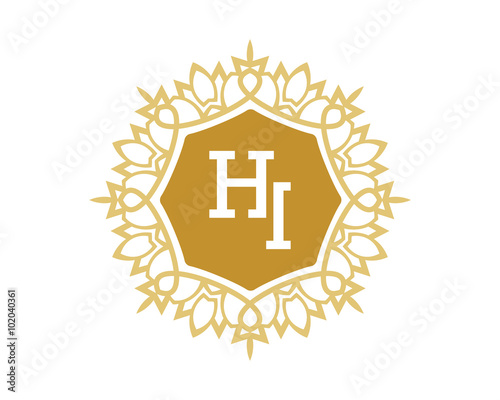 HI initial royal letter logo