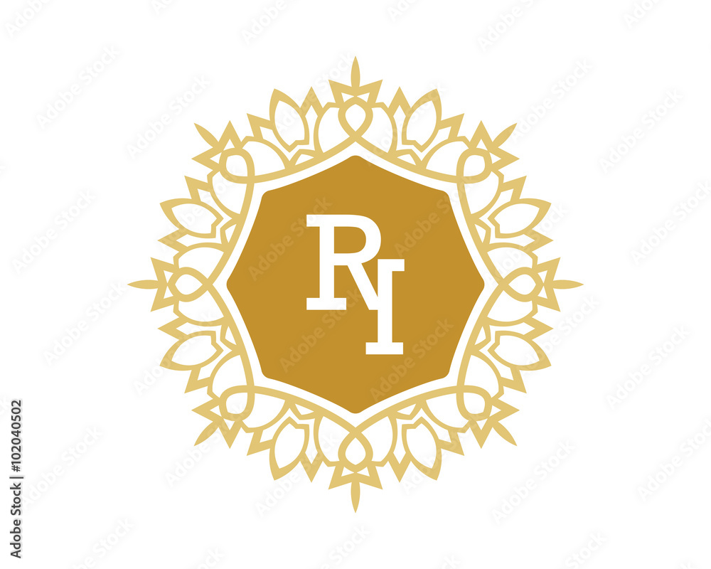 Obraz premium RI initial royal letter logo