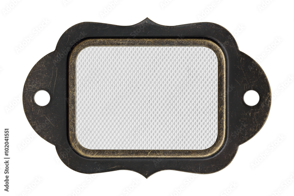 plastic surface with rough background plate with steel frame on plastic surface with rough background plate with steel frame on