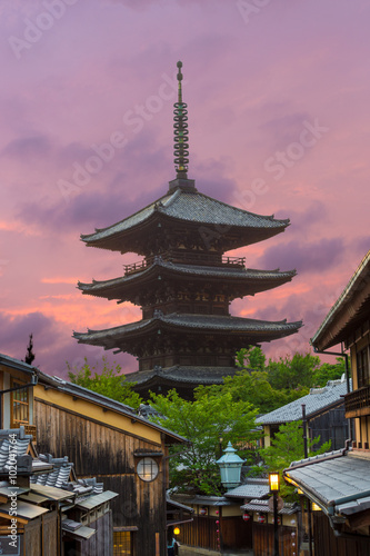Rear Yasaka No To Pagoda Sunset Kyoto
