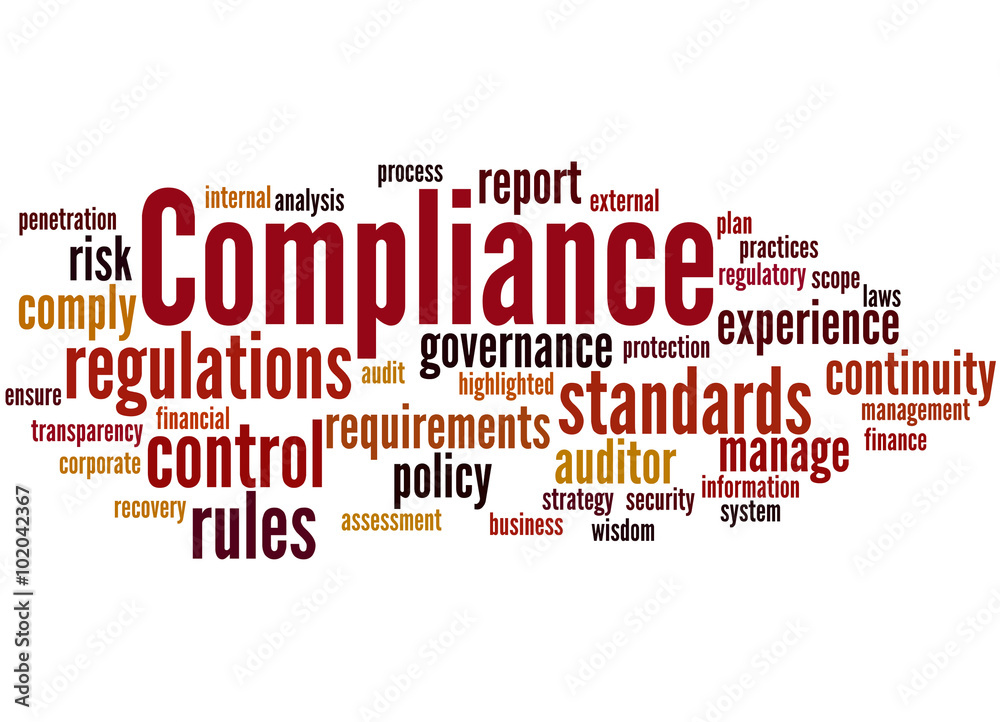 Compliance, word cloud concept Compliance, word cloud concept