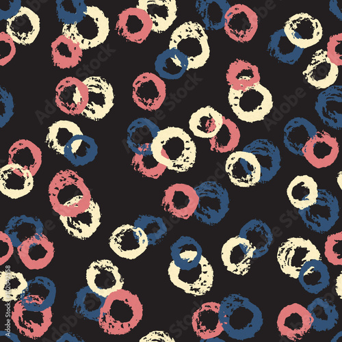 Hand-drawn vector seamless pattern, abstract modern print with rounds