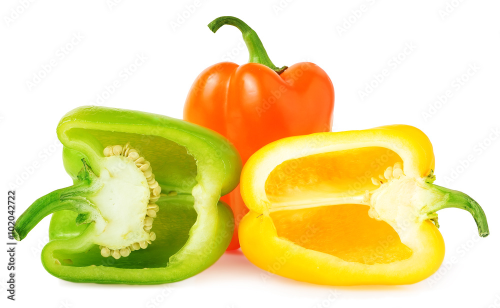bell peppers with half isolated on white bell peppers with half isolated on white