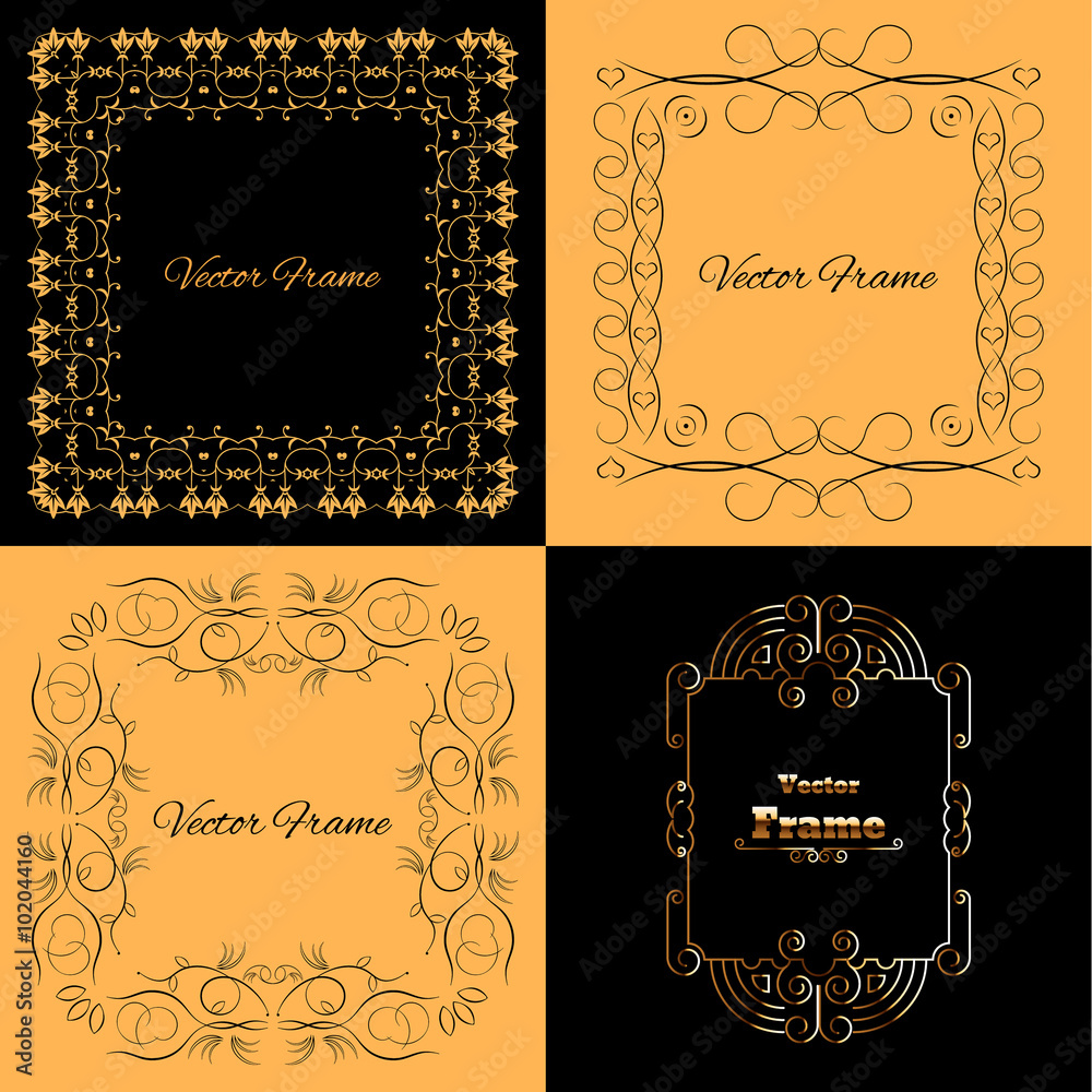 Naklejka premium Collection of four stylish elegant frame