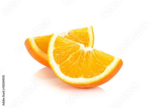 Sliced of orange fruit isolated on the white background