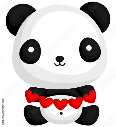 Fototapeta Naklejka Na Ścianę i Meble -  Panda with Heart Paper