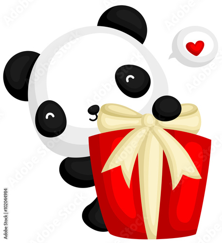Fototapeta Naklejka Na Ścianę i Meble -  Panda Behind Gift Box