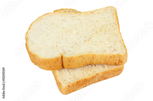 slices of wheat bread isolated white background